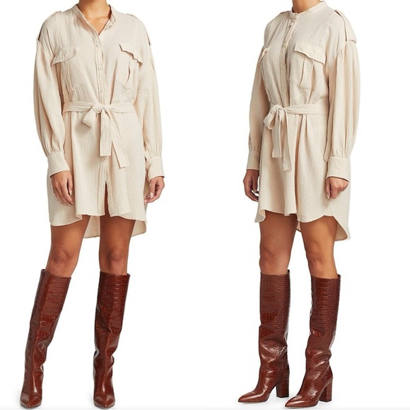 NWT MUNTHE Split Tie-Waist Shirtdress in Kit - Picture 1 of 8